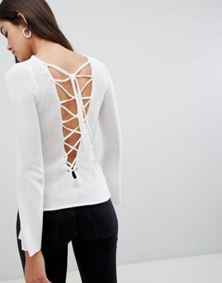 Glamorous lace up back sweater