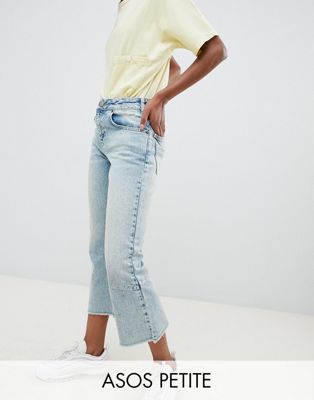 DESIGN Petite Egerton rigid cropped flare jeans with darts in light vintage wash