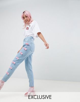 Hello Kitty x  DESIGN jeans with satin bow detail