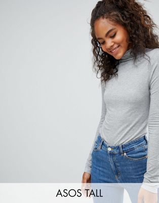 DESIGN Tall turtleneck long sleeve top in gray