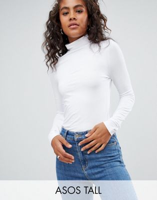 DESIGN Tall turtleneck long sleeve top in white