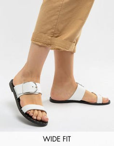 Depp Wide Fit Leather Flat Sandals