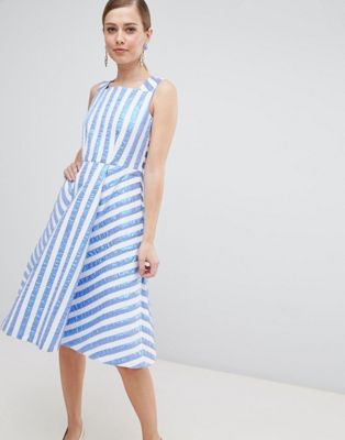 Closet London Striped Midi Prom Dress